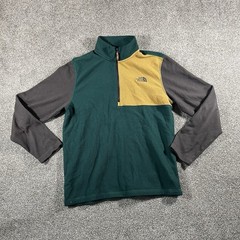The North Face 1/4 Zip Fleece Pullover Green Gray Colorblock Men’s Medium