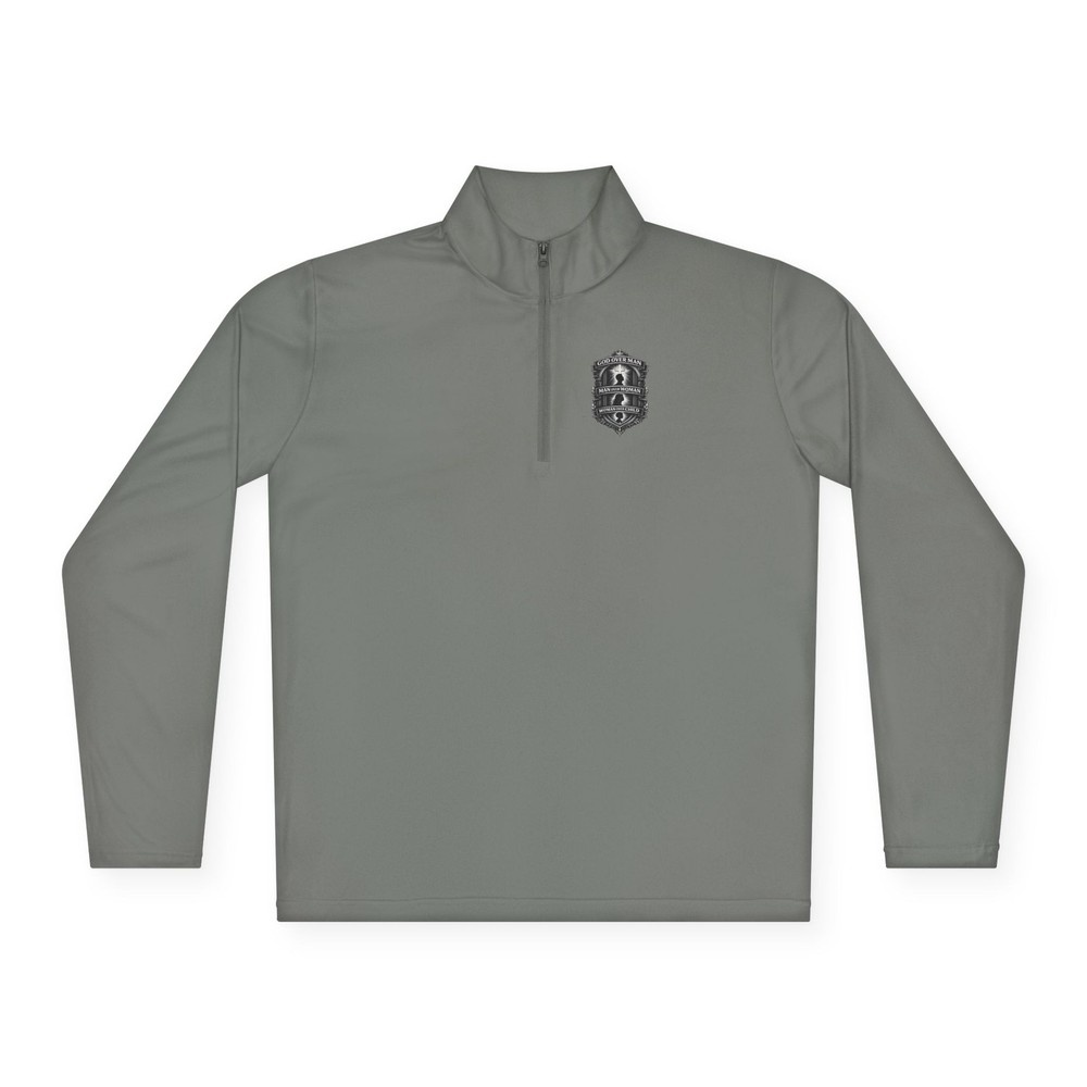 God Over Man Crest quarter-zip pullover, Christian faith apparel