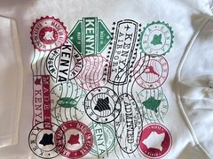 Beautiful Kenya Off-White Hoodie With Passport Stamps And Flag On Sleeve Medium