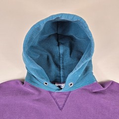 Vintage Champion Hoodie Adult Large Purple Green Colorblock 90s USA Big Logo