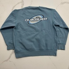 Vintage 2000s Quiksilver Quad Hit Turquoise Blue Heavyweight Cotton Crewneck