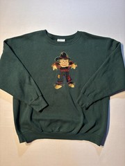 Vtg M&C Sportswear Fall Scarecrow Autumn Plaid 90’s USA Green Sweatshirt Sz XL