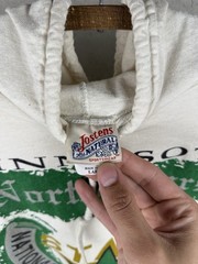 Vintage 1992 Minnesota North Stars NHL Jostens Cotton Cream Lightweight Hoodie L