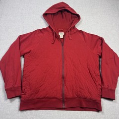 L.L. Bean Waffle-Knit Insulated Hoodie Mens Medium Red Full Zip Long Sleeve