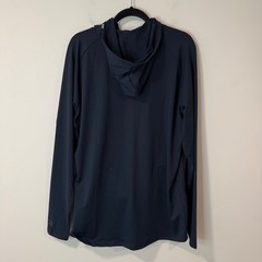 Barbell Mens Stealth Hoodie Large Navy Blue Zipper Pockets Athletic Pullover