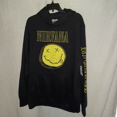 Nirvana Men’s XS S M L XL 2XL 3XL Smile Long Sleeves Hoodie Sweater Black (11J)