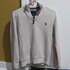 U.S. Polo Assn. Men’s XS Beige 1/4 Zip Mock Neck Embroidered Logo Sweatshirt