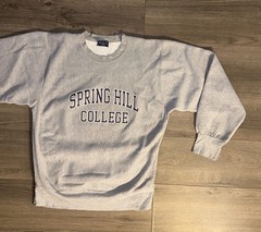 Vintage MV Sport Spring Hill College Crewneck Sweater Mens M Medium Gray