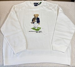 NWT Polo Ralph Lauren Wimbledon Bear Tennis White Logo Sweatshirt Size 2XL