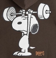 H&M Peanuts Snoopy Hoodie Brown Adult LARGE Mens Gym Strength Club Weights Gift