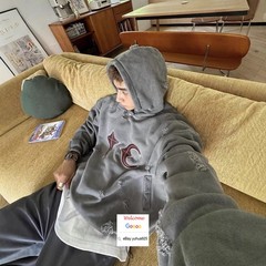 MEN WOMEN THUG HOODED CLUB PULLOVER HOODIE EMBROIDERY DIRTYFIT SWEATSHIRT JUMPER