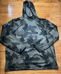 Reebok Hoodie Mens 3XL Green Camo Pullover Outdoor Pocket Big Logo Sweatshirt