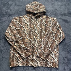 Vintage Classic Camo Hoodie Men’s Large Full Hook & Loop Brown Fleece Sweatshirt