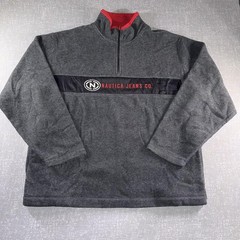 Nautica Jeans Company Sweatshirt Mens 2XL Gray 1/4 Zip Mock Neck Fleece Pullover