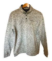 Eddie Bauer Radiator Fleece Snap Pullover Gray White Large Hiking Walking Travel