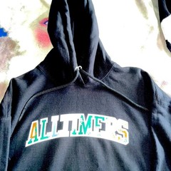 Alltimers Skateboards – Hooded Sweatshirt with Camo Logo Graphic
