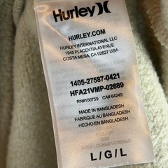 Hurley Aloha Fleece-lined Hoodie Mens L Tan Volcano Sleeve Logo Skate Surf EUC
