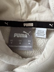 PUMA Long Sleeve Hoodie Sweatshirt Kangaroo Pocket Beige Logo Medium JBHS