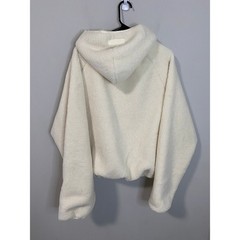 NWT Cernucci Oversized Borg Sherpa Zip Hoodie Off White Boxy Unisex Size S