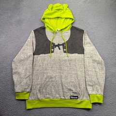 Shrek Hoodie Mens Large Lime Green Gray Costume Cosplay Ears Dreamworks