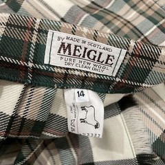 Vintage Meigle Kilt Pleated Wool Skirt Scotland Multicolored Plaid Size 14