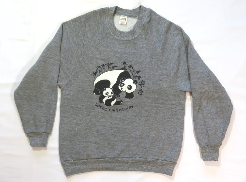 Locke Chinatown Vintage Sweatshirt 1980’s Panda Bears Rayon Tri Blend Boston