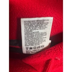 The North Face Mens Fleece Hoodie Red Charcoal Grey Colorblock Pullover Large