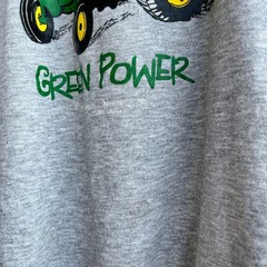 Vintage 80s 1989 John Deere Sweatshirt Green Power Made in USA Gray XL