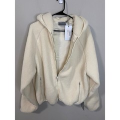 NWT Cernucci Oversized Borg Sherpa Zip Hoodie Off White Boxy Unisex Size S