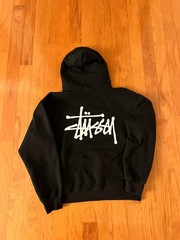 large black basic Stussy logo hoodie