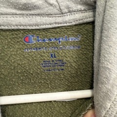 Champion Hoodie Kids Pullover Sweatshirt Olive Green Gray Lined XL Extra Large