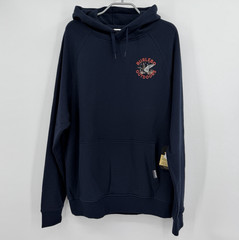 BURLEBO Men’s Midweight Fleece Hoodie Sweatshirt size M Navy Blue Hunting Duck