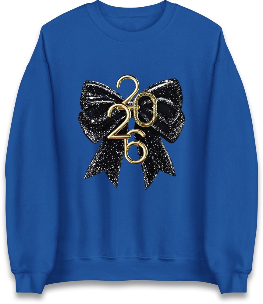 2026 New Year Bow Jumper Gold Glitter Sparkle 2026 Festive Party New Year Top