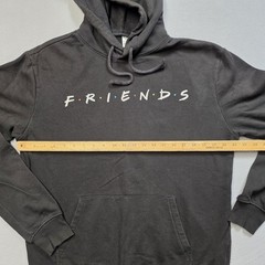 Friends Sweatshirt Mens Medium Black Hoodie Pullover Warner Bros 90s Retro TV