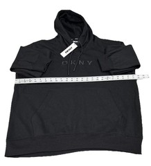 DKNY Hoodie Mens Larger Black Fleece Long Sleeves Hooded Sweatshirt Pullover NWT