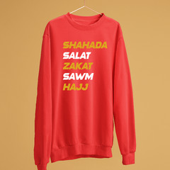 Five Islamic Pillars Sweatshirt Shahada Salat Zakat Sawm Hajj Muslim Faith