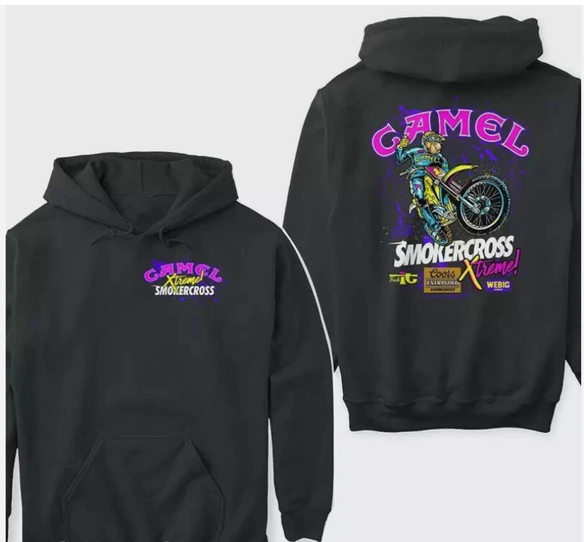 Camel Smokercross Xtreme Racingg Hoodie, Motorsport Enthusiasts Hooded Pullover.