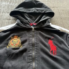 Vintage Polo Ralph Lauren Hoodie Zip Up Purveryors Red Big Pony Logo Men L