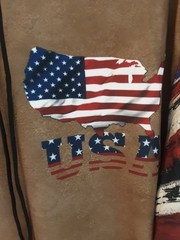 Zocavia Men’s 2XL USA Hoodie 100% Polyester Brown With Red, White, Blue