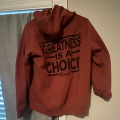Burlebo Men’s Red Pullover Hoodie M Graphic “Greatness Is A Choice” Pockets