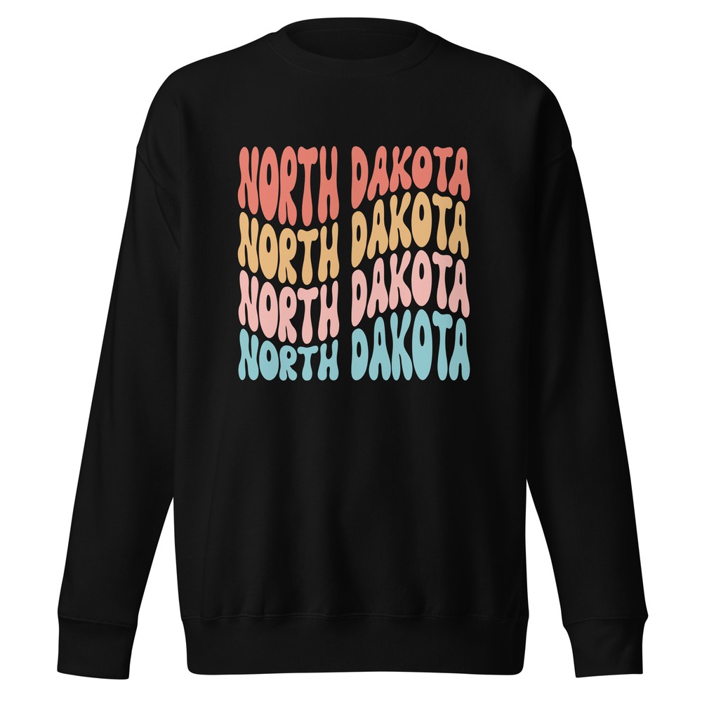 Retro North Dakota Unisex Premium Sweatshirt S,M,L,XL,2X,3X
