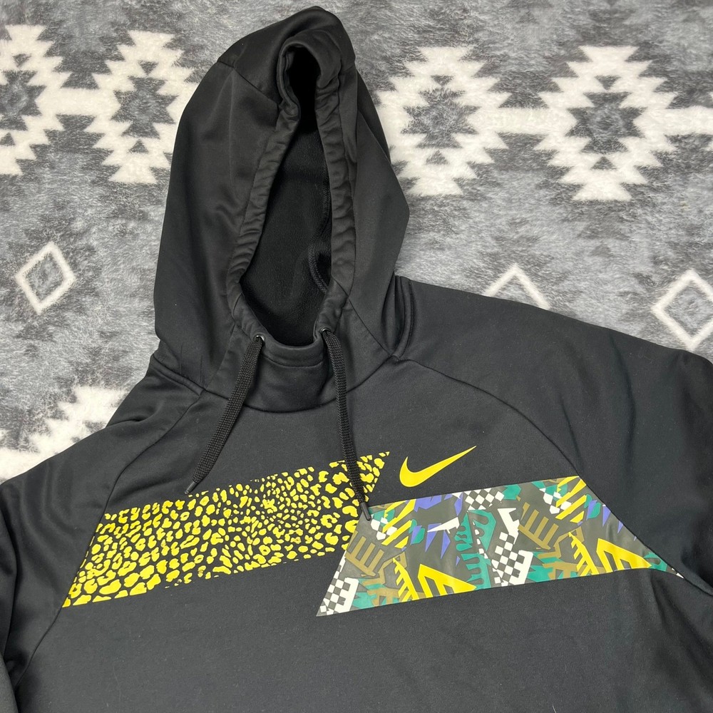 Nike Mens Dri-FIT Hoodie Black Graphic Fleece Pullover XL CU6271-010