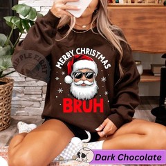 Merry Christmas Bruh Retro Sweatshirt Holiday Apparel Gift