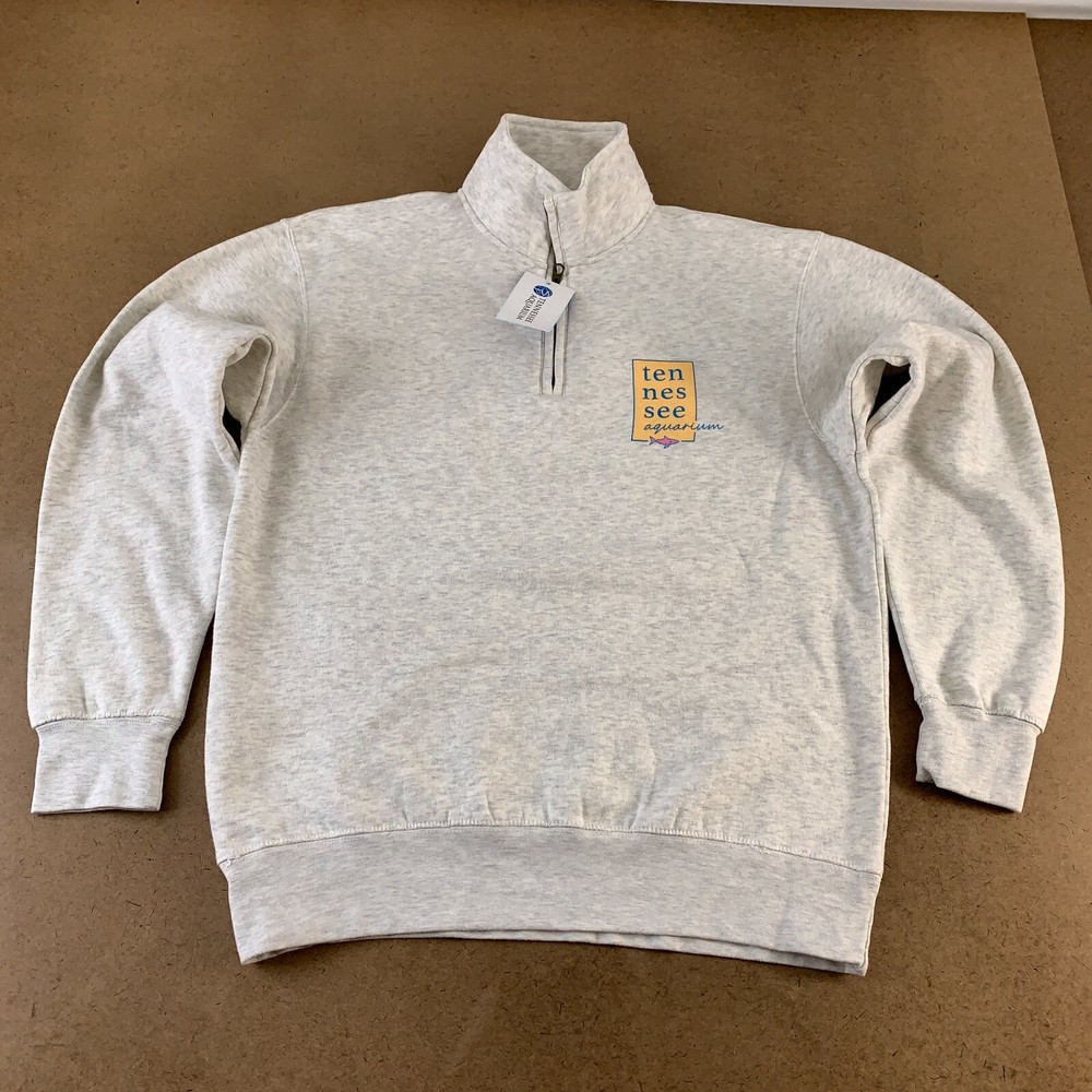 Blue 84 Men’s Medium Light Heather Gray Tennessee Aquarium 1/4 Zip Pullover NWT