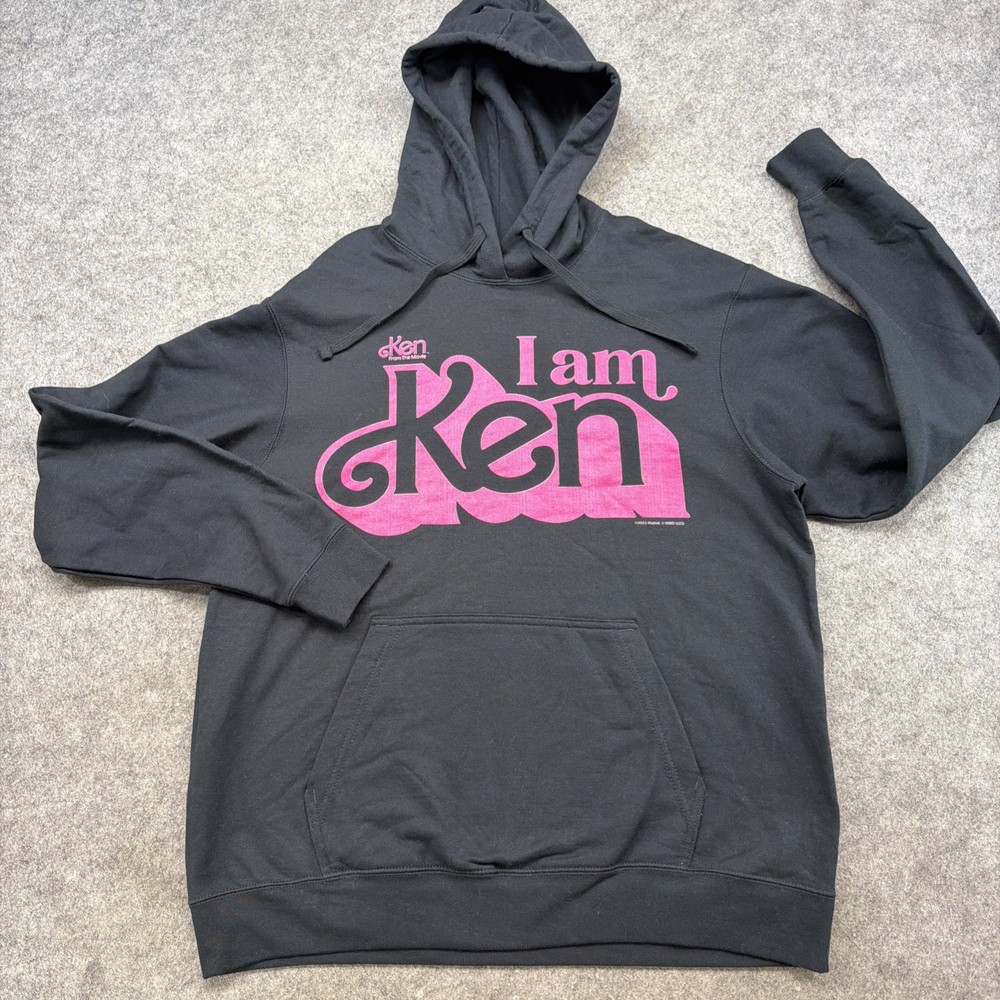 The Barbie Movie I Am Ken Unisex Hoodie Mattel Size Large Black Sweatshirt
