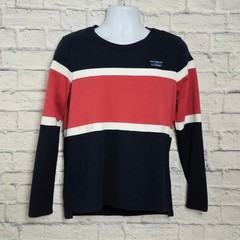 L.L. Bean Sweatshirt Mens Size Medium Pullover Crewneck Stripe Red White Navy