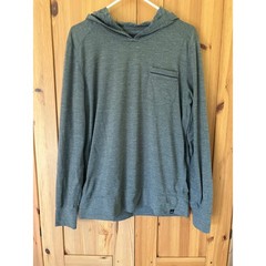 Prana Mens Striped Hooded Pullover Long Sleeve Shirt Olive Green Medium M
