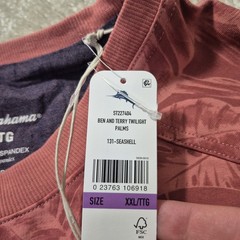 Tommy Bahama Mens Ben and Terry Sweatshirt Mens 2XL Coral Pink Floral Hawaiian