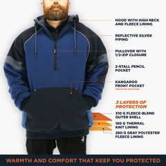 RefrigiWear Frostline Insulated Hoodie Sweatshirt – Warm, Durable, Fleece-Lined