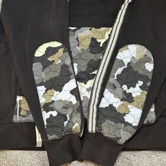 Triple Five Soul Camo Hoodie Mens XXL Black Quilted Patches Skater Style Army